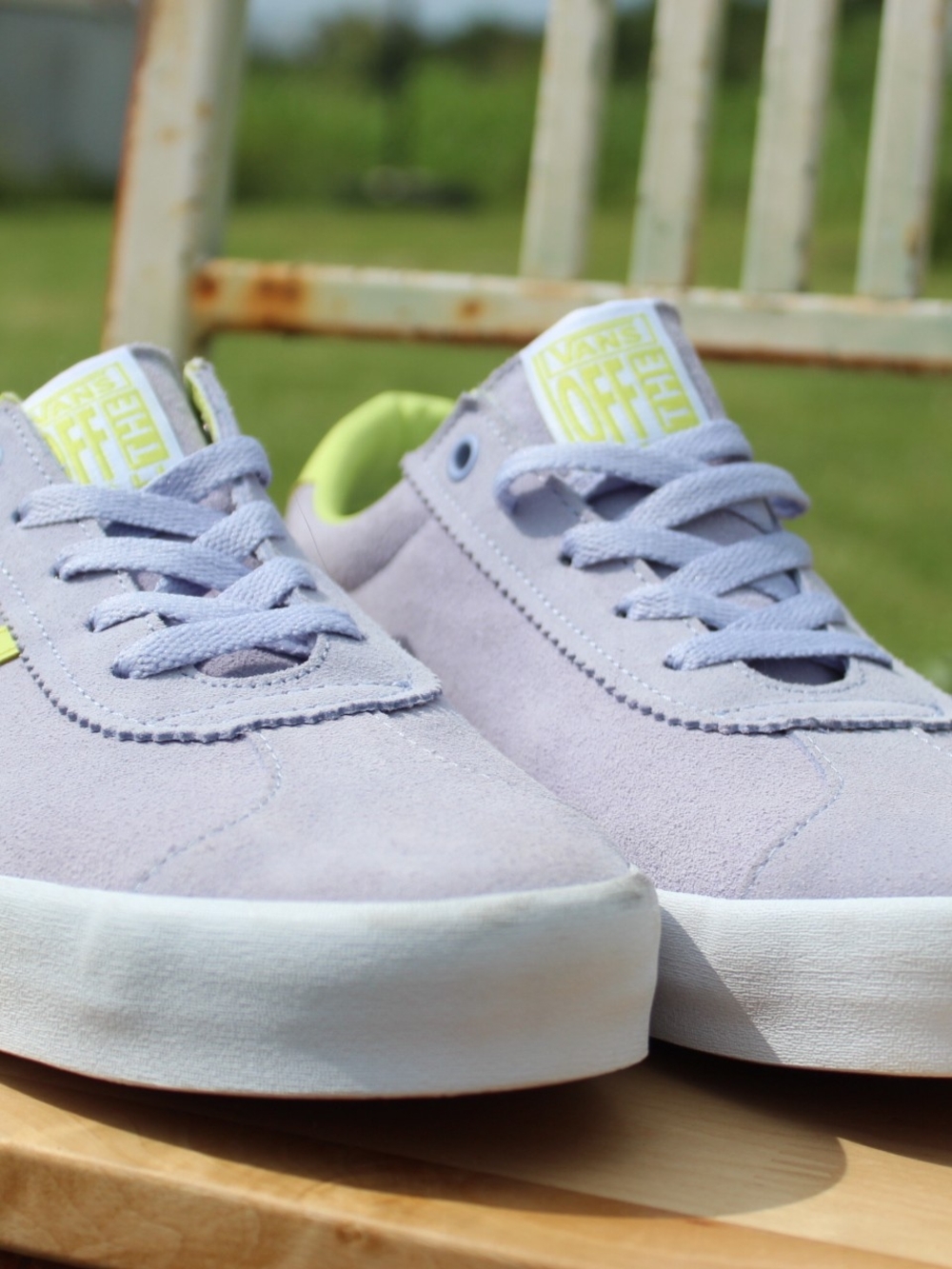 Vans Men's Lavender Suede Low-Top Sneakers with White Midsole